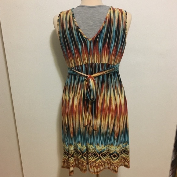 Sundress Decoded Size Small Belted Multicolor V Neck - Picture 5 of 11